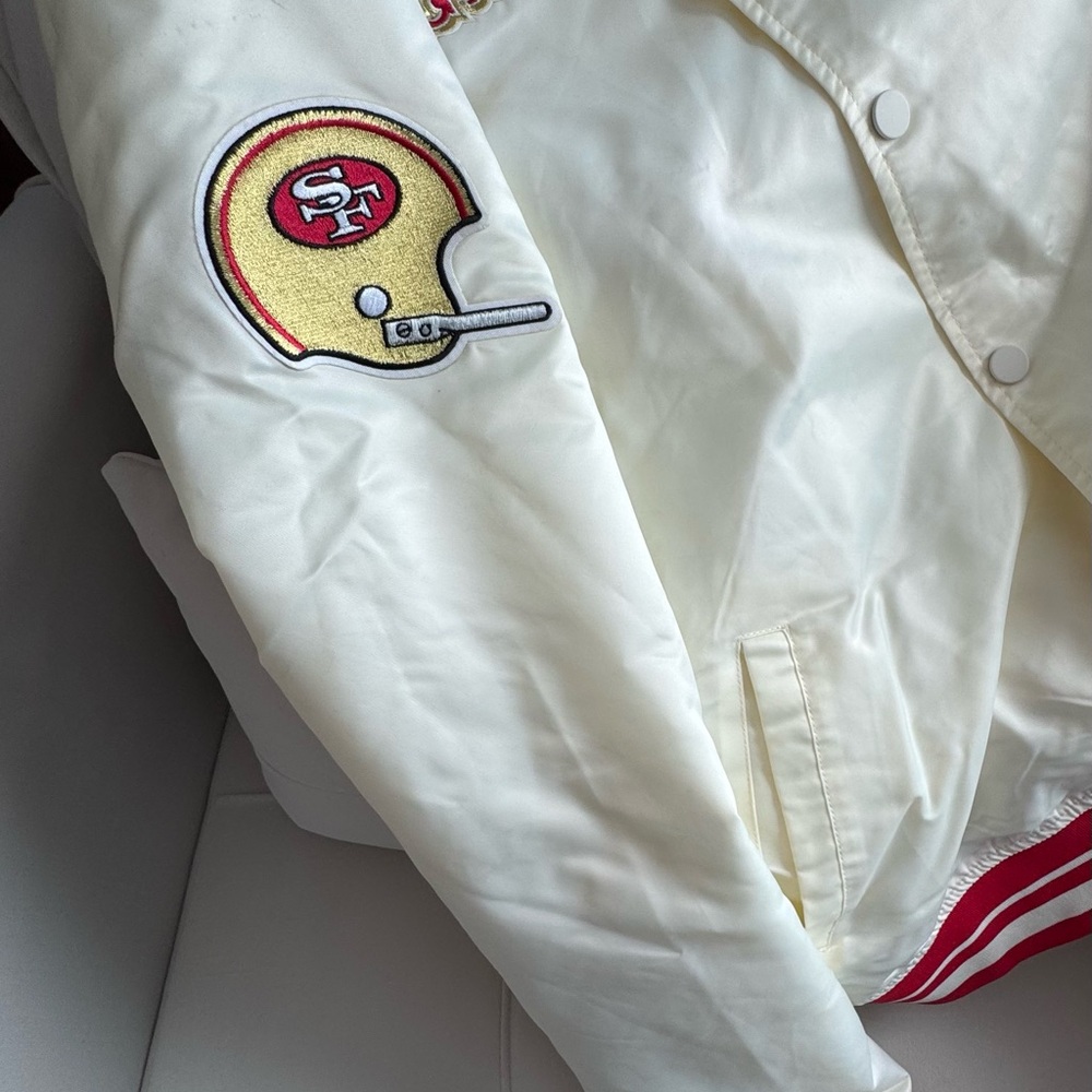San Francisco 49ers Cream & Red Varsity Bomber Jacket - Picture 10 of 12